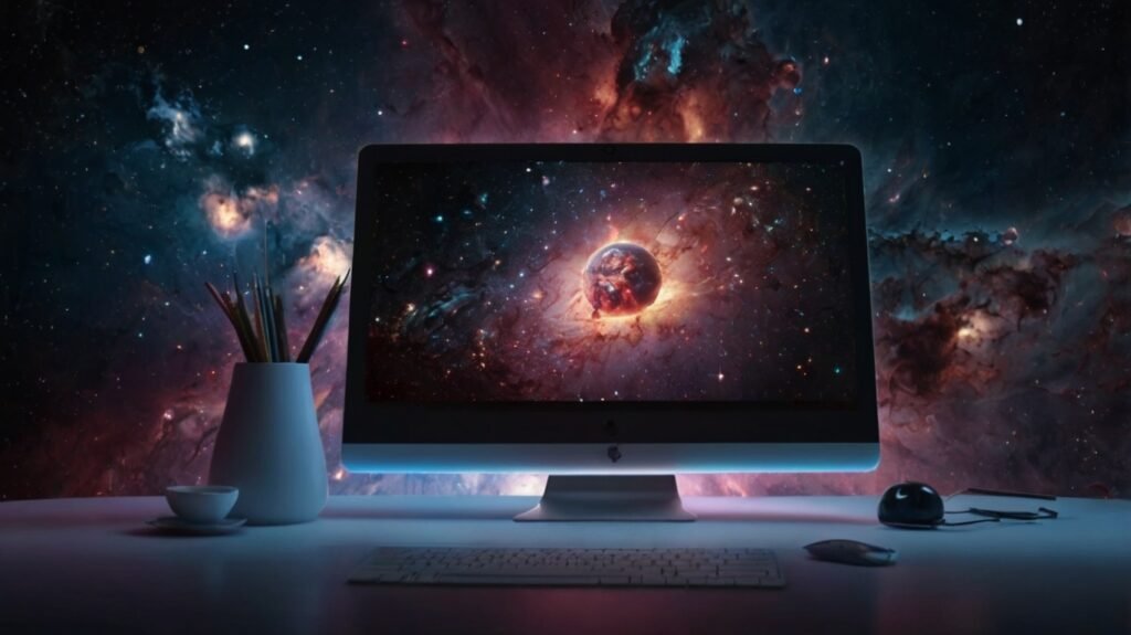 Text n Pixel—crafting immersive web design experiences in the digital cosmos. UI components, sleek layouts, and dynamic elements hover in a celestial landscape, illuminated by futuristic light. A fusion of aesthetics and functionality, representing the boundless potential of innovative web design.