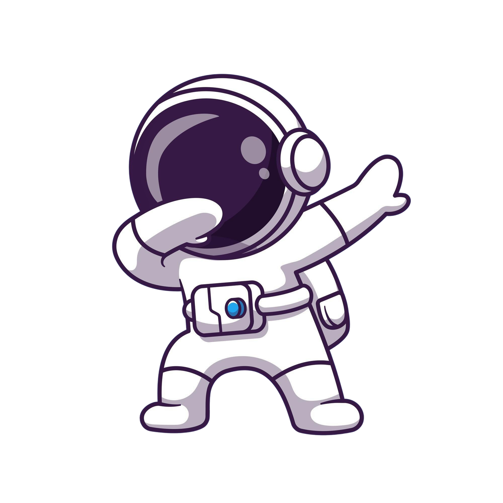 A small, adorable astronaut strikes a Usain Bolt pose, exuding confidence and cosmic coolness.